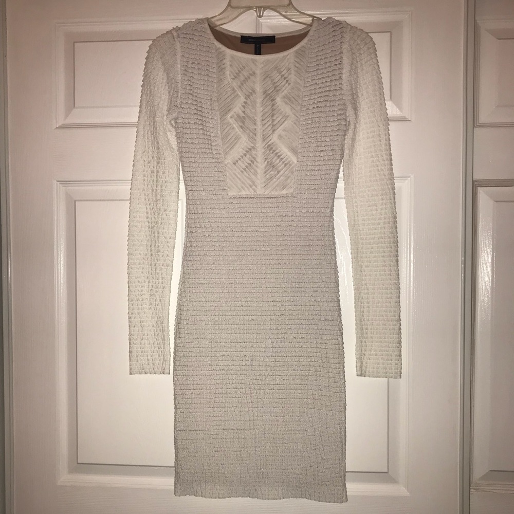 BCBG MAXAZRIA shawna dress - white long sleeve dress beautiful detailing